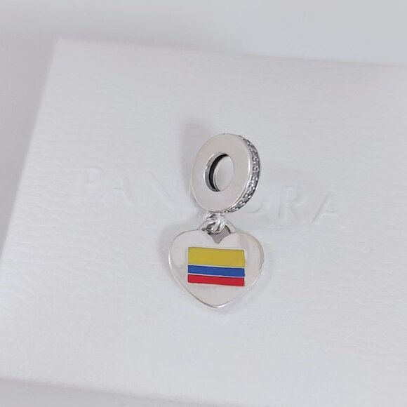 Pandora Colombia Flag Dangle Charm Exclusive Travel Pendant S925 Silver with box - Picture 5 of 6